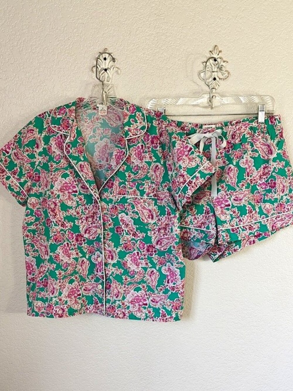 J.Crew Size M Cotton Pajama Set Short-Sleeve Top & Shorts